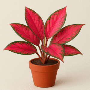 Aglaonema Dark Pink Plant – With Ceramic Pot