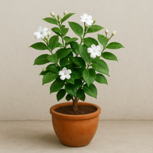 Kunda, Downy Jasmine Chameli (चमेली) Plant – with Pot