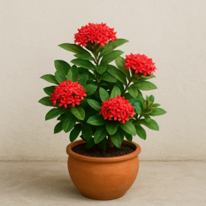 Ixora mini dwarf red Flower plant with Pot
