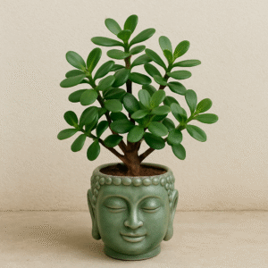 Jade Plant(Good Luck) – With Buddha Ceramic Planter