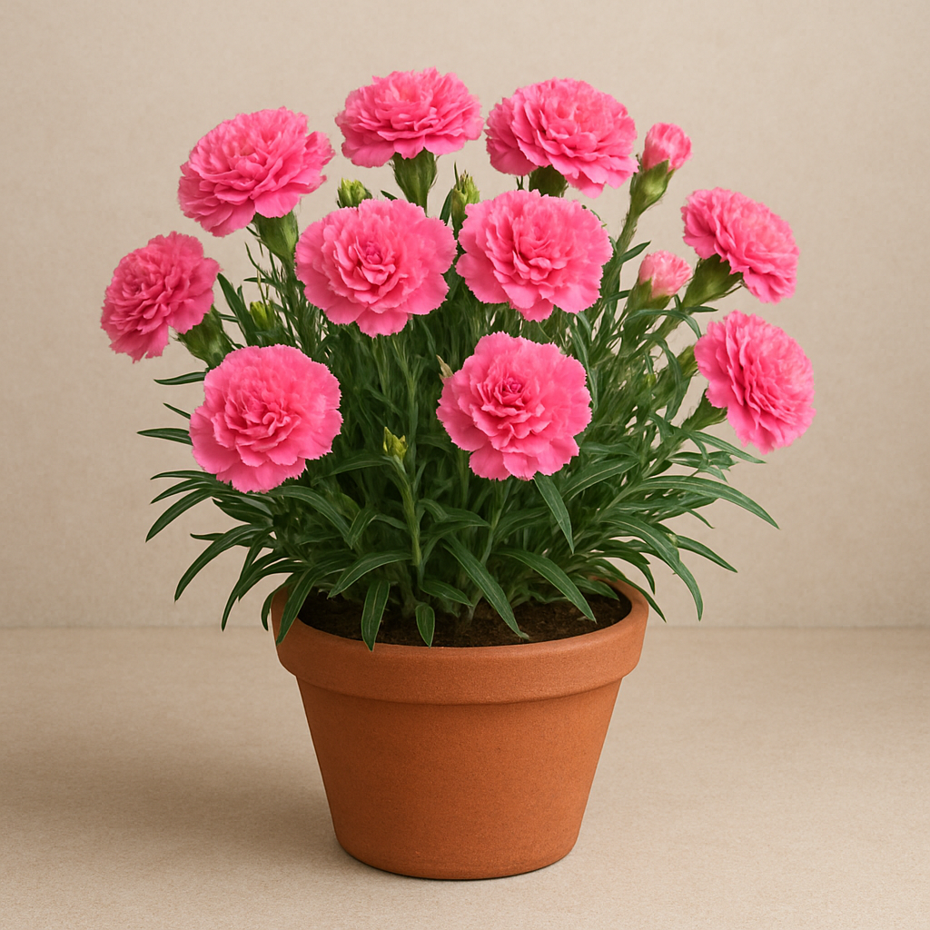 Carnation Dianthus pink flowering plant in decorative pot for home and garden decor in Lucknow