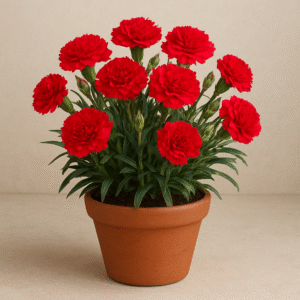 Carnation Dianthus red flowering plant in decorative pot for home and garden decor in Lucknow
