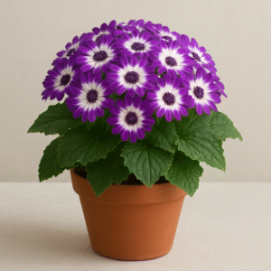 Cineraria purple-white flowering plant in decorative pot for home and garden decor in Lucknow