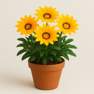 Gazania yellow flowering plant in pot, hardy ornamental plant for home and garden decoration in Lucknow