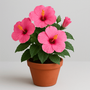 Hybrid Hibiscus pink flowering plant in pot, ornamental outdoor plant for home and garden in Lucknow