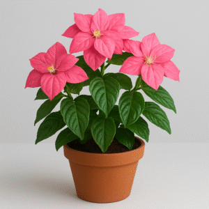 Pink Mussaenda flowering plant in pot, ornamental outdoor plant for home and garden in Lucknow