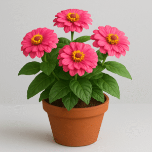 Pink Zinnia flowering plant in pot, ornamental outdoor plant for home and garden in Lucknow