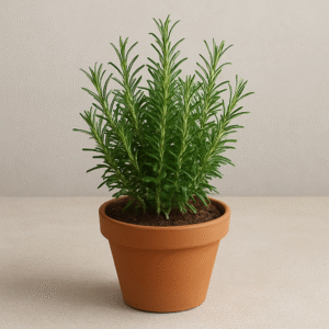 Rosemary (Rosmarinus officinalis) plant in pot, aromatic medicinal herb for home and garden in Lucknow