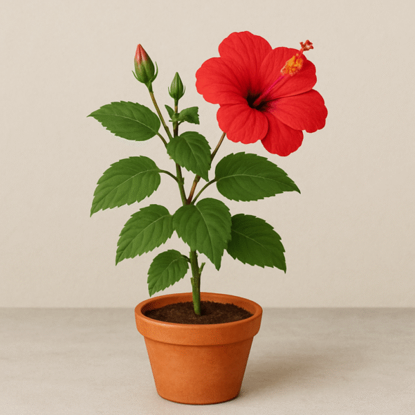 Red Hibiscus,Gudhal Plant with Pot