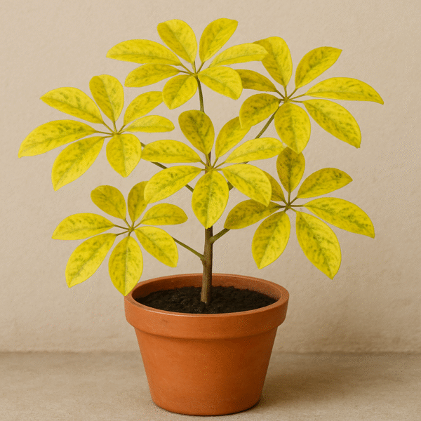 Dwarf Saplera Yellow leaves Plant with Pot
