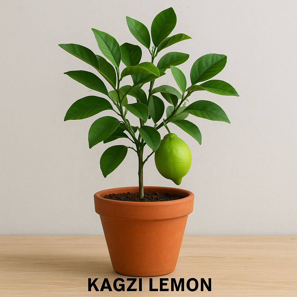 Kagzi Lemon (Kagzi Nimboo) plant in pot, fruit-bearing ornamental plant for home and garden in Lucknow