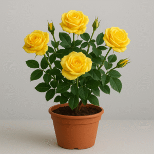 Yellow Rose Fresh Flowering Plant - With Pot