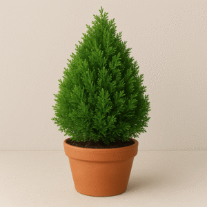 Morpankhi plant (Thuja Compacta) with pot in Lucknow – evergreen ornamental plant for home garden, outdoor décor, and landscaping.